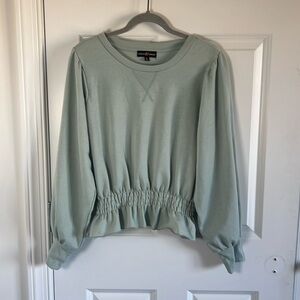 NWOT Almost Famous Peplum Sweatshirt Size XL Sage Green